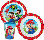 Stor Feeding Set Super Mario made of Plastic Red 3pcs for 2+ months