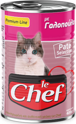 Le Chef Κονσέρβα Wet Food for Adult Cats In Can with Turkey Πατέ 1pc 400gr