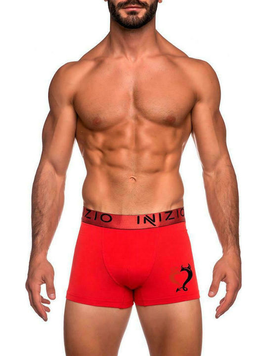 Inizio Men's Boxer Red with Patterns