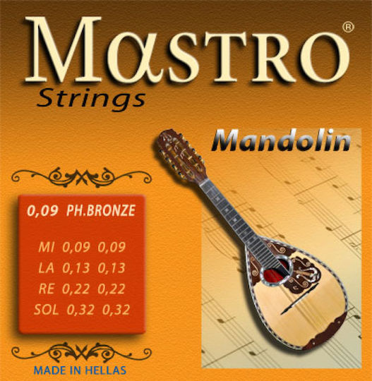 Extra Laouto Phos Bronze Set Of Phosphor Bronze Mandolin Strings 9 - 32 9 Piece Mandolin