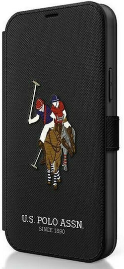 U.S. Polo Assn. Embroidery Collection Book Δερμάτινο Μαύρο (iPhone 12 Pro Max)