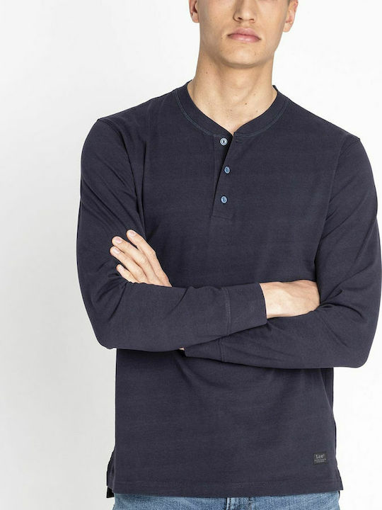 Lee Men's Long Sleeve Blouse with Buttons Navy Blue L61JSWMA