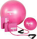 Lanaform Pilates Ball Pink Pilates Set with 2 Exercise Balls, 1 Resistance Band and 2 Yoga Blocks