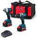 Bormann Pro BBP5000 Set Impact Drill Driver & Impact Screwdriver Brushless 20V with 2 Batteries 4Ah and Case