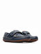 Boys Leather Moccasins with Velcro Peu Navy Blue
