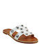 Fardoulis 205 Leather Women's Flat Sandals in White Color