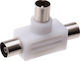 Tele Μετατροπέας Coaxial male σε Coaxial 2x female Λευκό 1τμχ DK-200