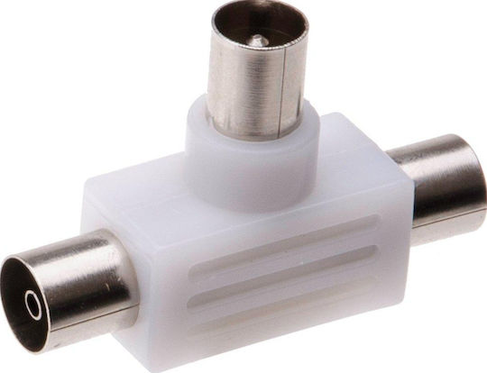 Tele Μετατροπέας Coaxial male σε Coaxial 2x female Λευκό 1τμχ DK-200