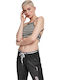 Triangle Women's Summer Crop Top Cotton with Straps Striped Black / Grey