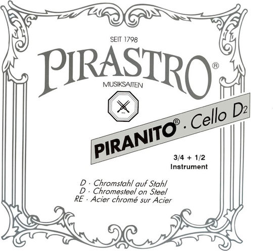 Pirastro Piranito Cello 3/4 - 1/2 Μονή Χορδή Steel Τσέλου 1/2 D (Ρε)