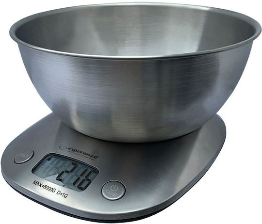 Esperanza Lychee Digital Kitchen Scale with Bucket up to 5kg Silver