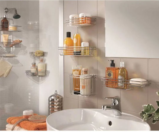 Metaltex Cuba Wall Mounted Bathroom Shelf Inox 22x11x5cm Silver