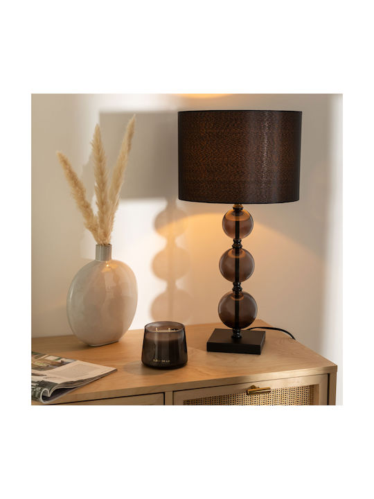 Glass Table Lamp for Socket E27 with Black Shade and Base