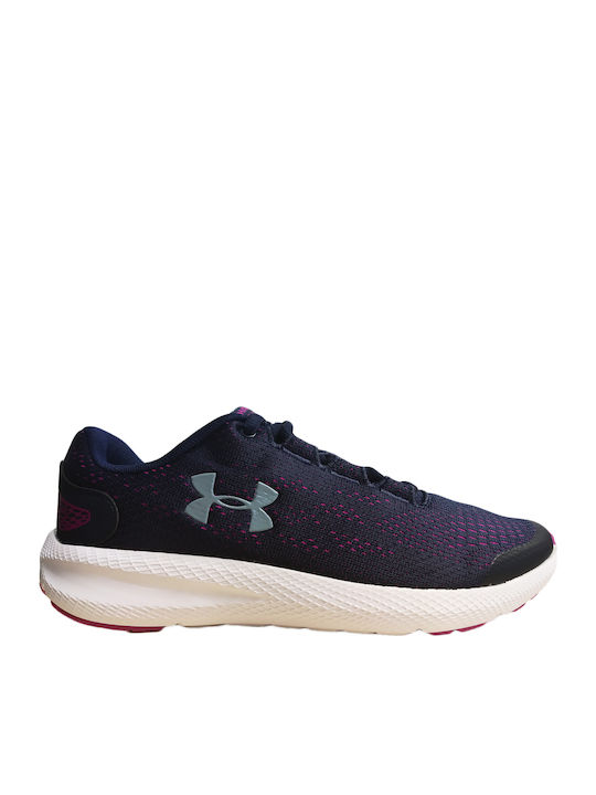 Charged Pursuit 2 Kids Sports Shoes Running with Laces Navy Blue