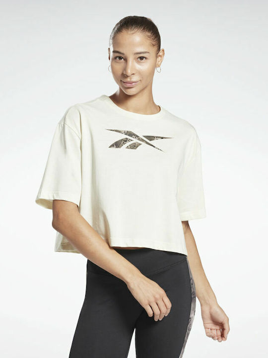 Reebok Modern Safari Graphic Damen Sport Crop T-Shirt Classic White