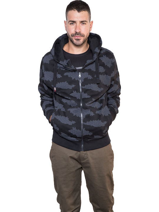 Splendid Herren Sweatshirt Jacke mit Kapuze und Taschen Schwarz