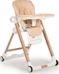 Cangaroo Brunch Foldable Baby Highchair with Metal Frame & Leather Seat Beige