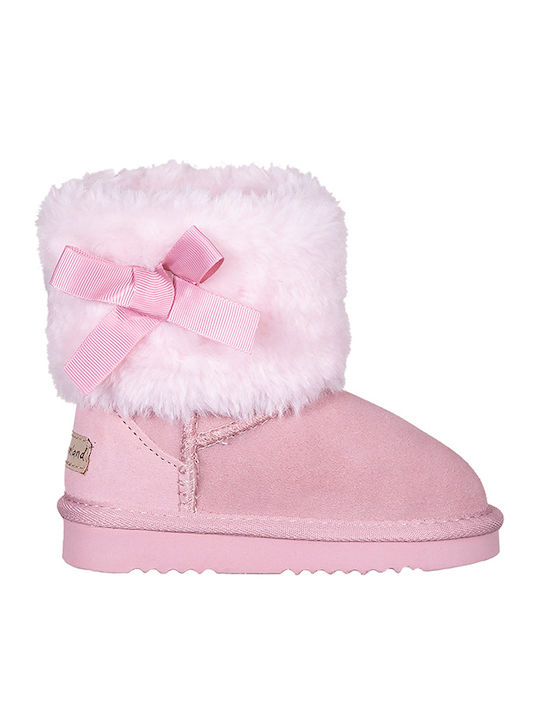Boots with Fur Suede Kids Boots with Zipper Pink