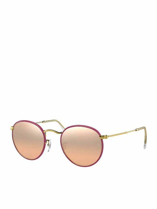 Ray Ban Round Metal Unisex Sunglasses with Gold...