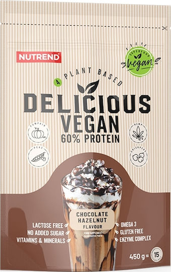 Nutrend Delicious Vegan Protein Χωρίς Γλουτένη & Λακτόζη με Γεύση Chocolate Hazelnut 450gr