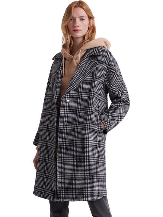 Koben Women's Checked Black Coat