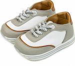 Babywalker White-Grey Baptism Leather Sneakers