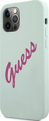 Guess Vintage Fuchsia Script Silicone Back Cover Blue (iPhone 12 / 12 Pro)