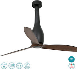 Faro Barcelona 32W 128cm Matt Black/Wood Eterfan Smart