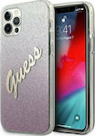 Guess Glitter Gradient Script Plastic Back Cover Pink (iPhone 12 Pro Max)