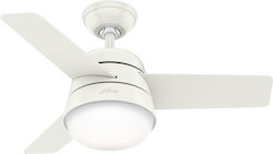 Hunter Finley 91cm Ceiling Fan with Light Fixture Fresh White