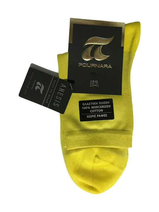Pournara Women's Solid Color Socks Yellow