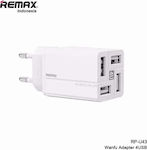 Remax Ladegerät ohne Kabel mit 4 USB-A Anschlüsse Weißs (RP-U43)