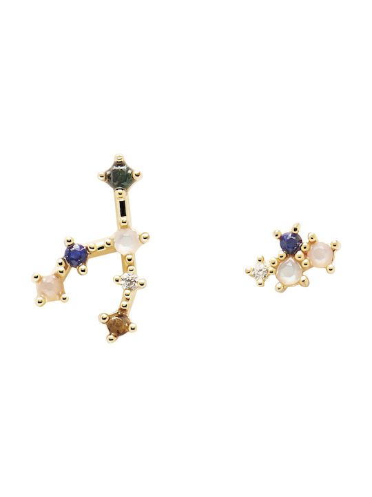 P D Paola Taurus Earrings made of Silver Gold Plated with Stones