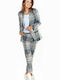 Awama Long Women's Blazer Checked