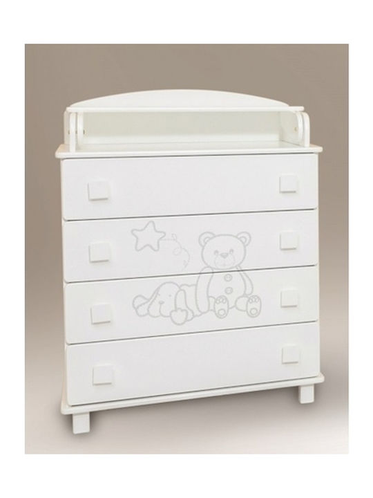 No.770 Baby Dresser with 4 Drawers White 77x46x105cm