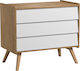 Vintage Baby Kommode mit 3 Schubladen Beige 100x58.5x90cm