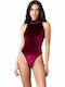 Milena by Paris Sleeveless String Bodysuit 2411-044 Burgundy 002411-Μπορντό