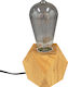 GloboStar Rhombus Tabletop Decorative Lamp with Socket for Bulb E27 Wooden Beige