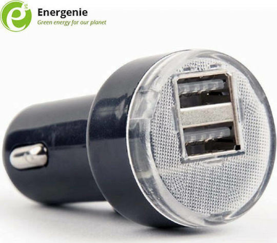 Energenie Φορτιστής Αυτοκινήτου 2.1A με Θύρες: 2xUSB Μαύρο Χρώμα