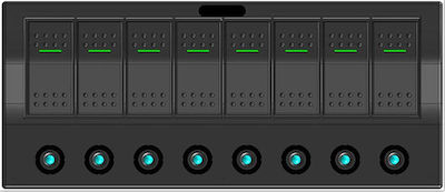 Eval Boat Switch with Panels Πίνακας Ασφαλειών Αδιάβροχος Electron (8 Διακόπτες)