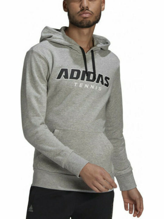 Adidas Tennis Men's Sweatshirt with Hood and Pockets Gray