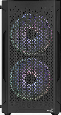 Aerocool Trinity Mini v2 Gaming Midi Tower Computer Case with Window Panel and RGB Lighting Black