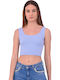 Guess Damen Sommer Crop Top Ärmellos Hellblau