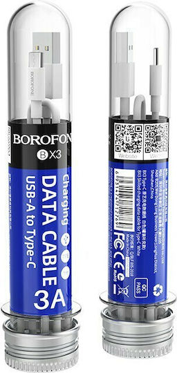 Borofone Stand BX3 USB 2.0 Кабел USB-C Мъжки - USB-A Бял 1м BRF-BX3C-WH