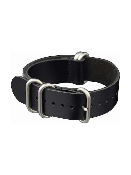 Armband ZULU 5RZ1L Lederband Schwarz 22mm