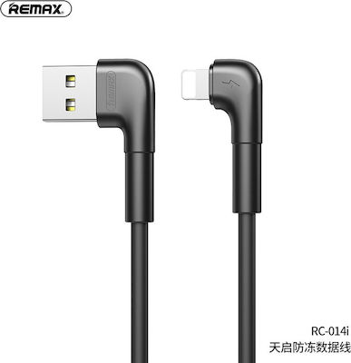 Remax RC-014i Winkel (90°) / Regulär USB-A zu Lightning Kabel Schwarz 1m