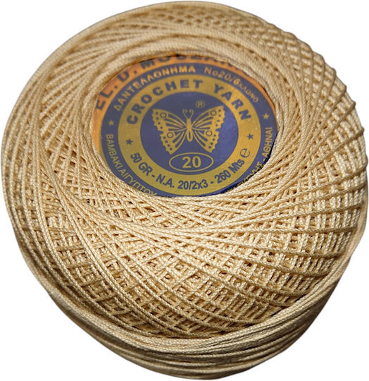 Petalouda Croshet Faden Spitzenfaden Baumwolle Ecru 260m 50g
