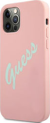 Guess Silicone Vintage Задна корица Пластмаса Розов (iPhone 12 Pro Max - iPhone 12 Про Макс) GUHCP12LLSVSPG