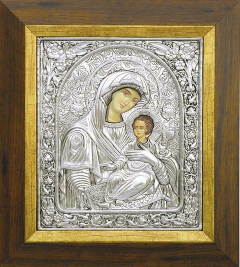Marhome Heiligenikone Gottesmutter mit Kind Metall 38,2x42cm