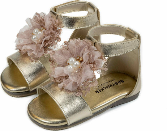 Babywalker Taufschuhe aus Leder in Gold-Rosa